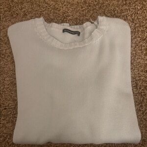 Brandy Melville Off-White/light blue Crewneck Sweater